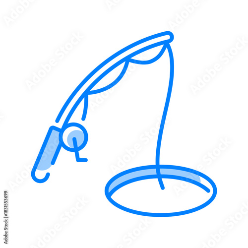 Ice fishing icon. winter, ice, fishing, snow, nature, lake, cold, frozen, hole, rod. Vector Icon Illustration