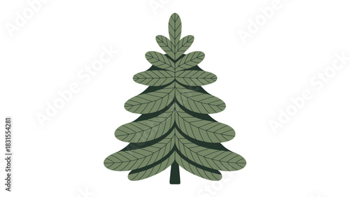 Evergreen Elegance: A simple and elegant illustration of a vibrant green evergreen tree, perfect for a wide range of design projects.