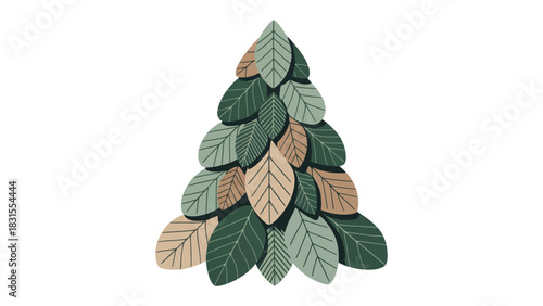 Nature's Artistic Composition: A stylized illustration presents an artful representation of a tree, formed by intricately layered leaves in various shades.