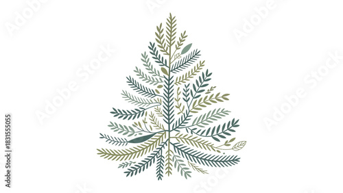 Floral Pine: A beautifully crafted illustration of a pine tree formed from intricate floral elements, celebrating the essence of nature's artistry and the spirit of holiday cheer.