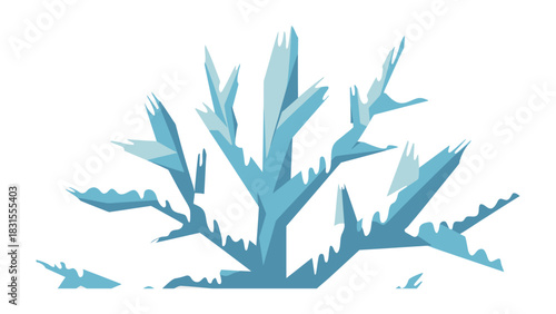 Frozen Ice Formation: A striking and detailed illustration showcasing the delicate beauty and sharp crystalline structures of ice formation.