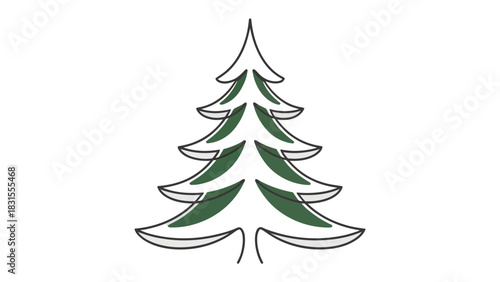 Evergreen Symbol of Seasons: A simplified, yet elegant illustration of a classic evergreen tree stands as a symbol of the holiday season, inviting warmth and cheer.