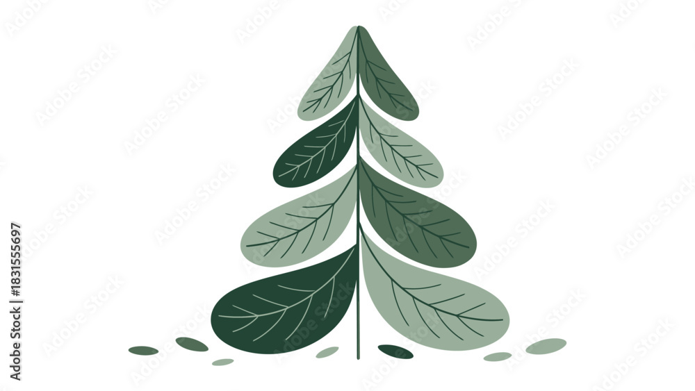 Obraz premium Evergreen Elegance: A minimalist illustration of an evergreen tree stands tall, showcasing clean lines and a modern aesthetic, perfect for conveying themes of nature and growth.