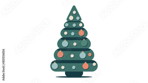 Festive Season’s Greeting: A charming Christmas tree adorned with ornaments stands, ready to spread holiday cheer and embrace the spirit of togetherness, capturing the magic of the festive season.