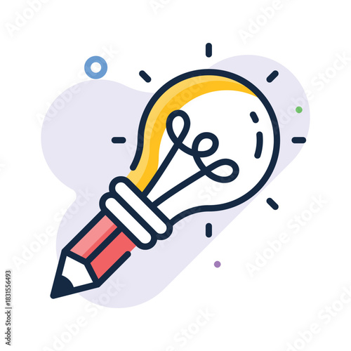 Creativity, writing skills, and idea generation, creative writing flat outline icon
