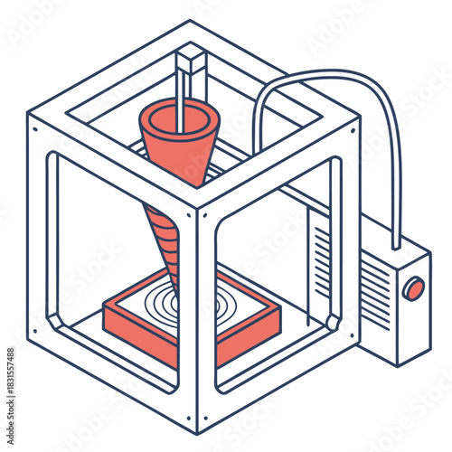 3D Printing: A detailed illustration of a 3D printer, showcasing its intricate design and operational processes.