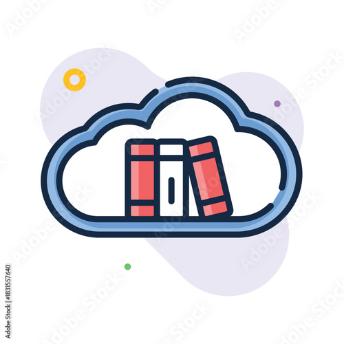 Take your hands on this creatively designed flat outline icon of cloud library