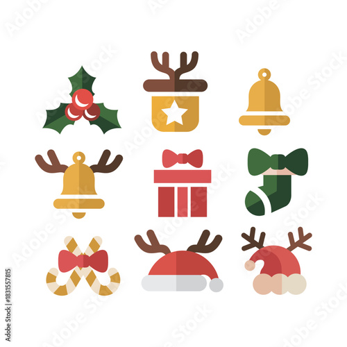 Christmas Set Vector Icon Illustrations Logo