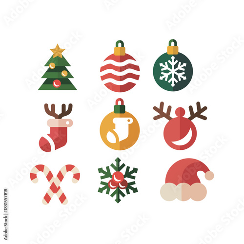 Christmas Set Icon Logo Illustrations Vector