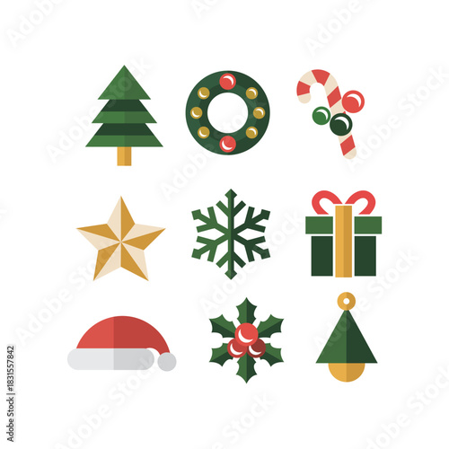 Christmas Set Vector Icon Logo Illustrations