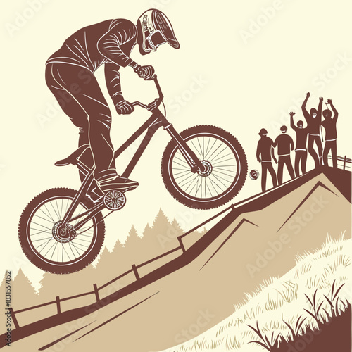 BMX Rider's Aerial Mastery: Capturing a thrilling moment of a BMX rider, showcasing skillful maneuvers amidst an energetic spectator gathering
