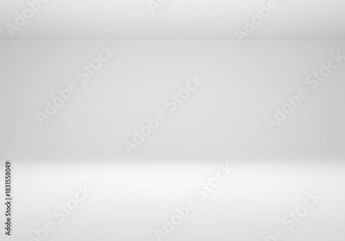 Perfectly engineered textureless matte white surface on a seamless infinity cyc wall, high-key studio lighting for abundant copy space. Concept for minimalist design templates