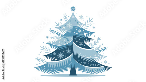 Festive Icon: A meticulously crafted Christmas tree, adorned with delicate snowflakes and a radiant star, embodies the season's magic.