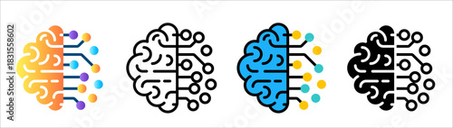 Artificial Intelligence Brain Circuit Logo