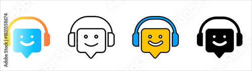 Chat Bubble Headphone Icon Set