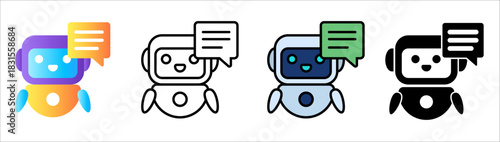 Cute Chatbot Robot Icon Set