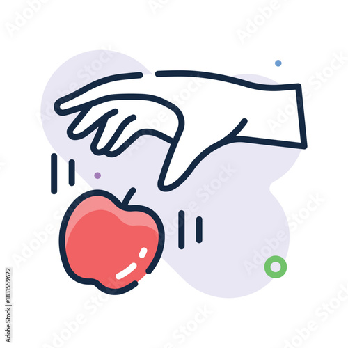 Hand dropping an apple symbolizing Newton�s law and scientific principles