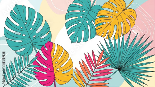 Vibrant Tropical Leaf Patterns A Collection of Colorful Botanical Designs