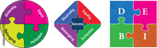 deib box shape  puzzle pieces diversity equity inclusion belonging equality business strategic plan flat design multicultural people community office illustration white background