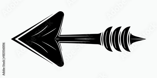  Black arrow pointing to the left on white background