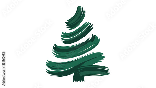 Brushstroke Christmas Tree: A vibrant and minimalist digital artwork captures the essence of the festive season, featuring a Christmas tree rendered with bold brushstrokes in varying shades of green.
