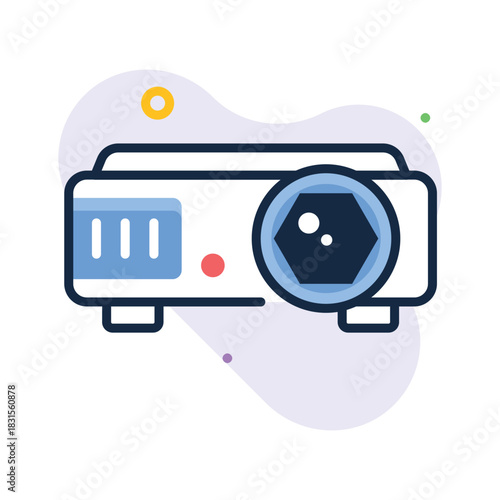 A handy icon of projector in flat outline style, class presentation and digital teaching