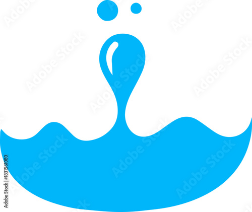 Blue water splash droplet icon, liquid purity flat vector