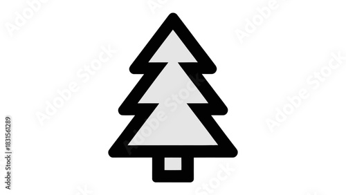 Stylized Evergreen Tree: A simplified, clean illustration of a solitary evergreen tree, with a minimalist design, standing proud against the backdrop.