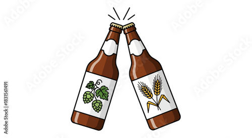 Craft beer bottles clinking together, perfect for celebrations