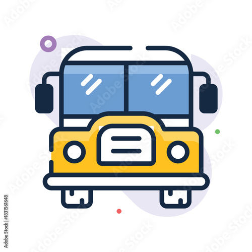 An amazing flat outline icon of school bus, student transport and daily commute
