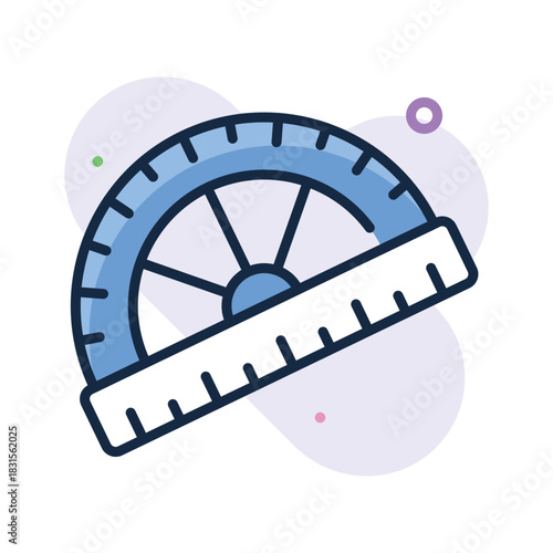 Geometry, measurement, and math class, flat outline icon of protractor