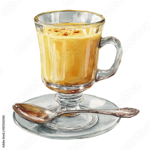 Watercolor painting of Hot Buttered Rum, detailed and artistic vector illustration on a white background.
