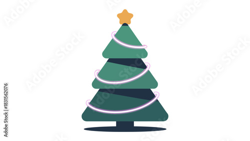 Holiday Tree's Festive: A vibrant, animated Christmas tree radiates holiday spirit, its shape and form animated. A cheerful star shines brightly from its apex