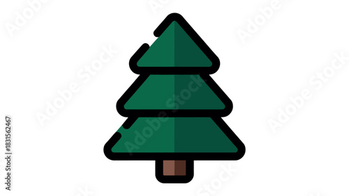 Evergreen Essence: A stylized, vibrant depiction of a lone evergreen, embodying the resilience and evergreen qualities found within the earth's natural world.