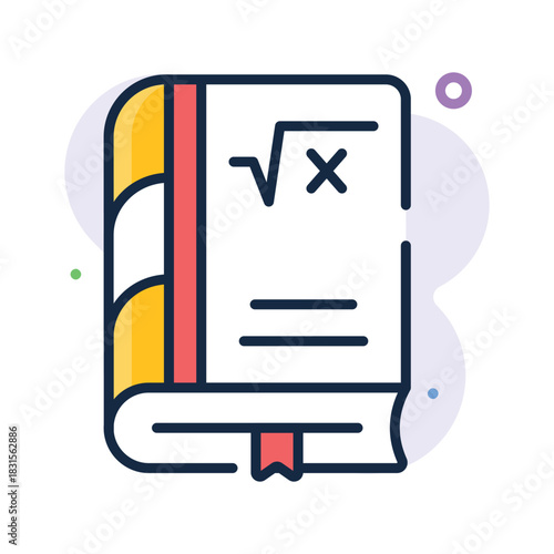 Carefully designed amazing flat outline icon of math book, education and learning