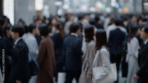 Wallpaper Mural Blurred image of a dense crowd of people walking on a street Torontodigital.ca