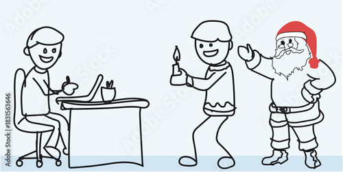 A quiet desk glowed with holiday spirit as work met wonder in the flicker of a candle