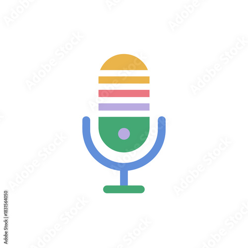 Flat design icon of a microphone for voice note