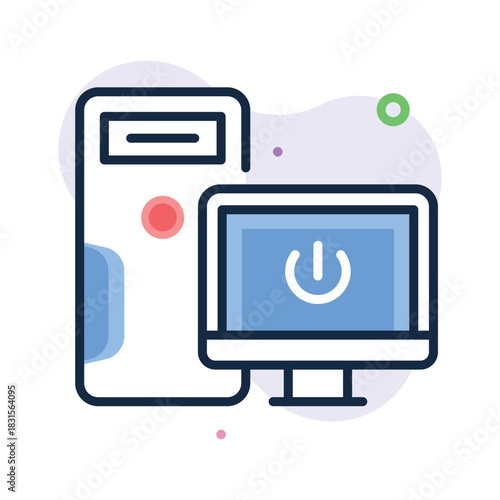 An eye catching flat outline icon of computer in modern style