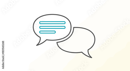 Two speech bubbles, one with text, isolated on white background a simple illustration of communication, conversation, or dialogue in a clean and minimalist style