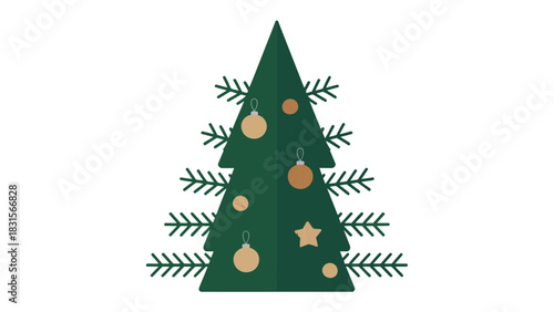 Holiday Spruce: A charming illustration captures the festive spirit with a stylized evergreen tree, adorned with minimalist ornaments and embodying the joy of the holiday season.