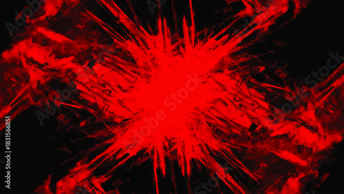 Abstract Red Burst with Splatter Effect on Black Background