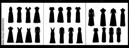 Silhouetted chess pieces grouped together on a white background for game play