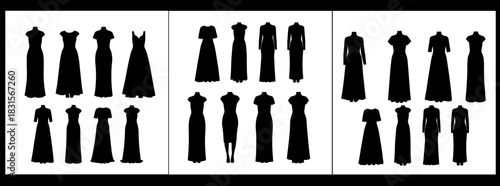 Silhouette of chess pieces in various groupings on a white background