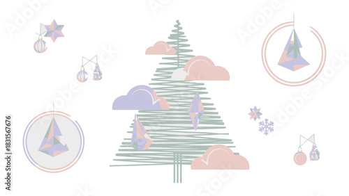 Festive Ornament: A minimalist Christmas tree illustration. A whimsical illustration captures the essence of the festive season.