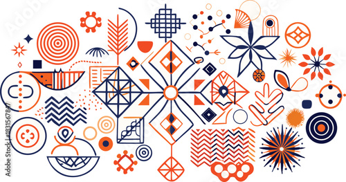 Abstract geometric shape isolated on transparent background