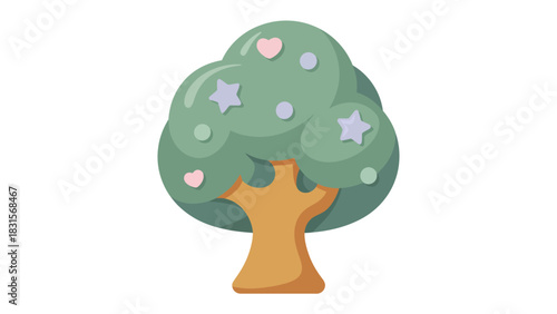 Whimsical Tree Illustration: A charming, stylized tree, adorned with playful shapes, stands as a symbol of growth and the beauty of nature. 