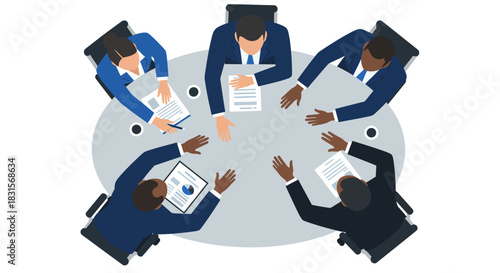 Business Team Meeting Around a Round Table.