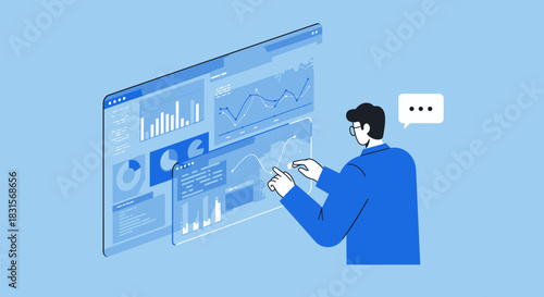 Analyst Interacting with Data Visualization Dashboard.
