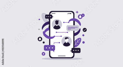 Vector Illustration of a Smartphone Messaging App.